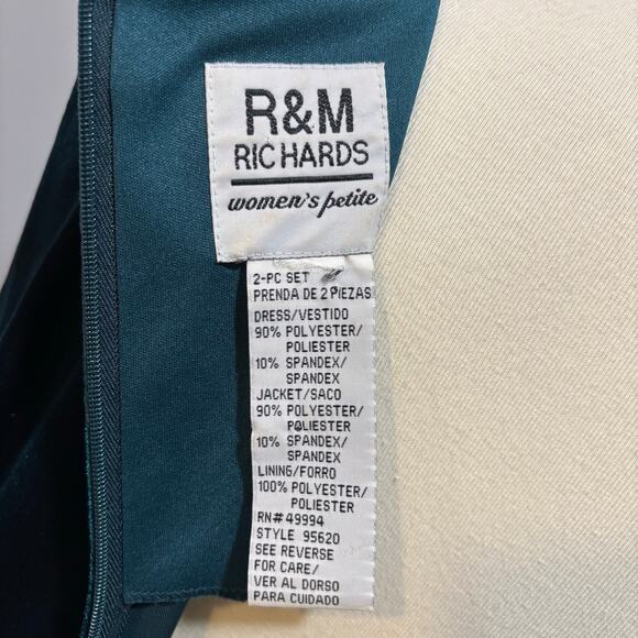 R&M Richards Women's dark teal emerald Velvet Dress, size medium - Picture 7 of 11
